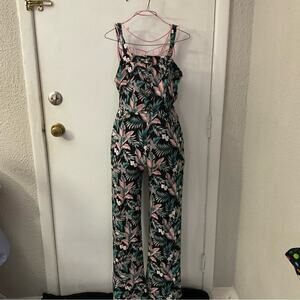 Derek Heart Tropical Wide Leg Jumpsuit S Floral Feminine Boho Wedding Fairycore